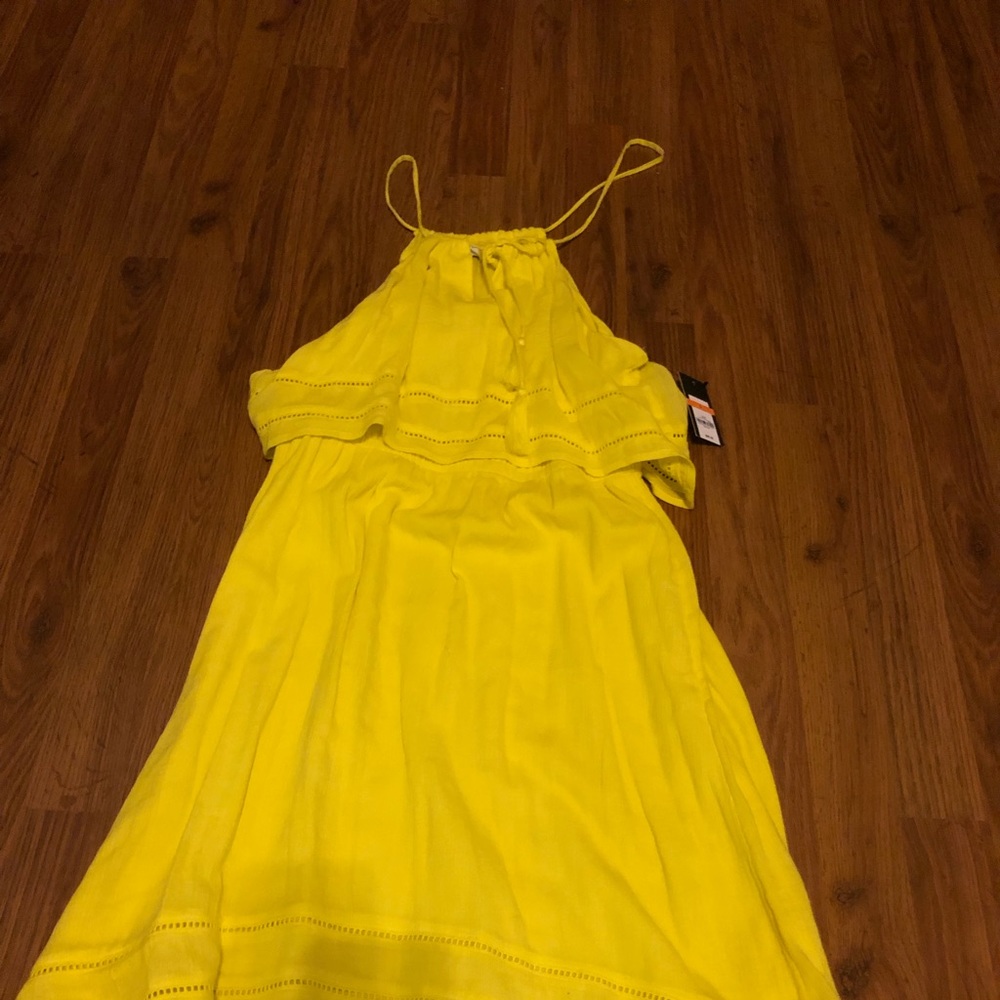 Crown & Ivy yellow spaghetti strap summer dress.